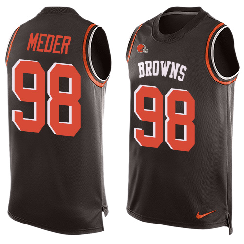 Men's Limited Jamie Meder Nike Jersey Brown - #98 Player Name & Number Tank Top NFL Cleveland Browns